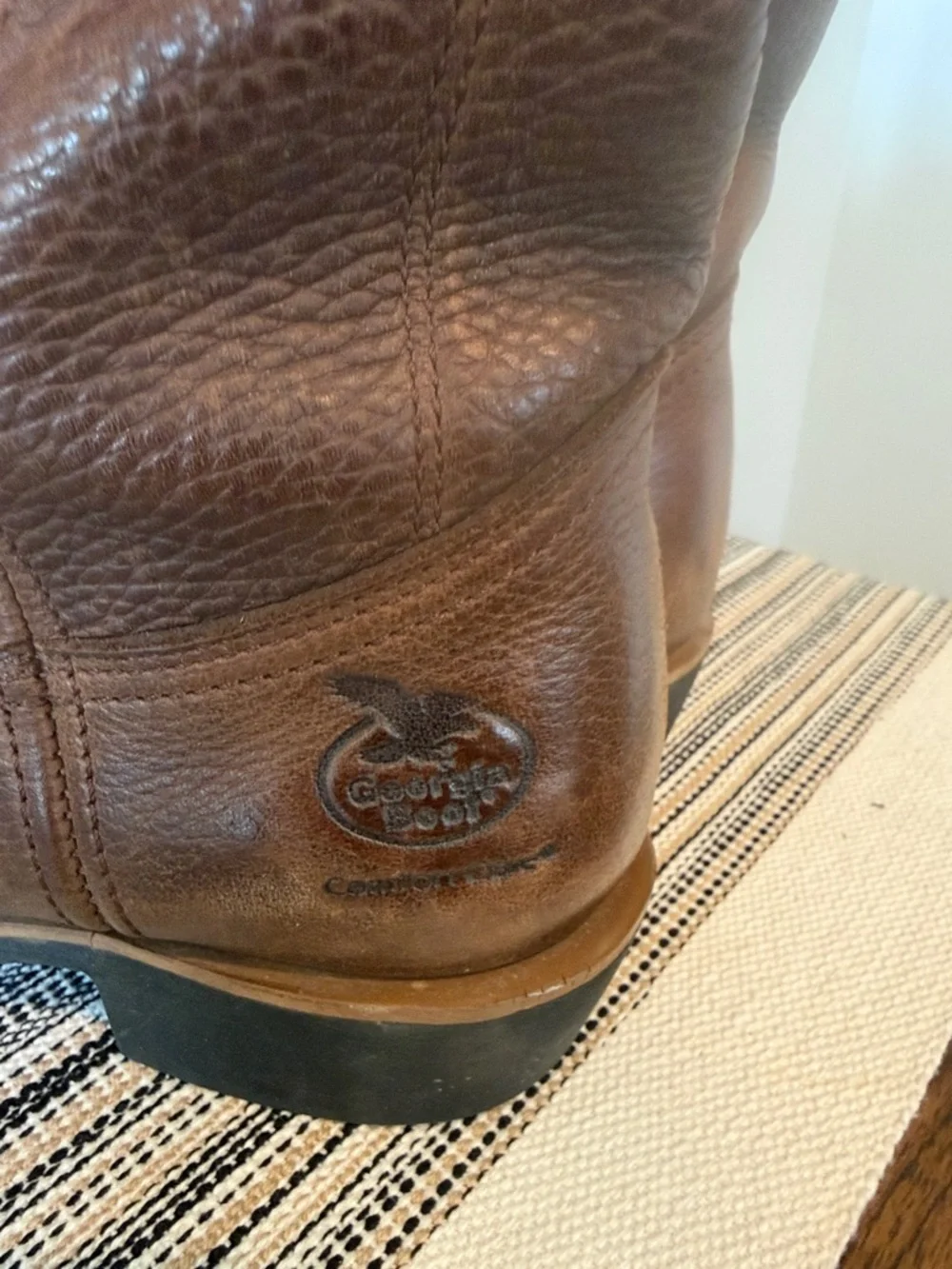 Georgia Mens Farm Ranch Western Brown Leather Work Boots Comfort Care G4743 8.5W